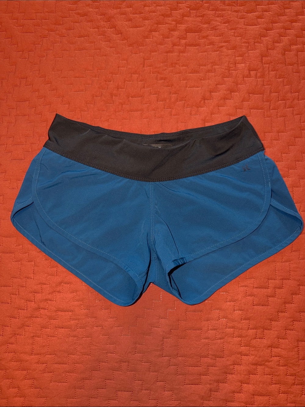 Hurley Women's Blue Swim Board Shorts with Black Waistband - Size XS